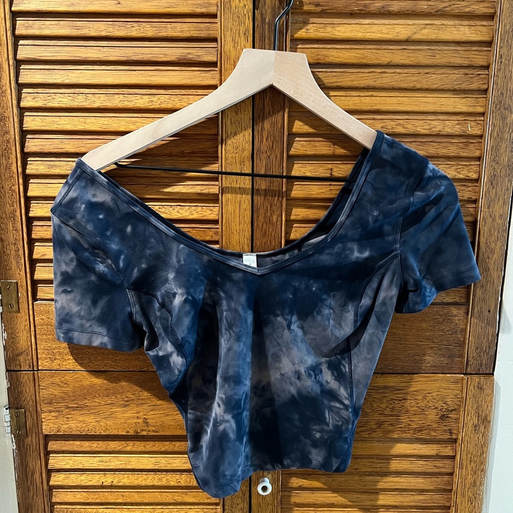 Blue tie-dye crop top